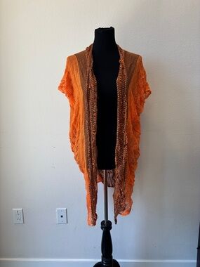 Lightweight Orange Knit Open Cardigan